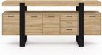 Buffet 180 cm Phoenix XXL en bois noir avec 4 portes 3 tiroirs et étagères de rangement