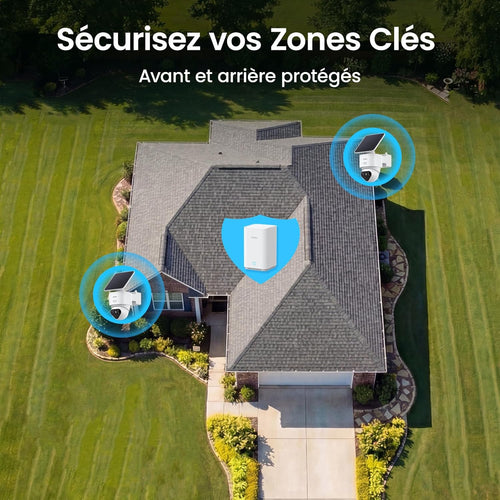 aosu Caméra surveillance 4K T2 Ultra solaire kit 2 caméras 8MP vision nocturne 32 Go local extensible 1 To panorama 360° suivi IA