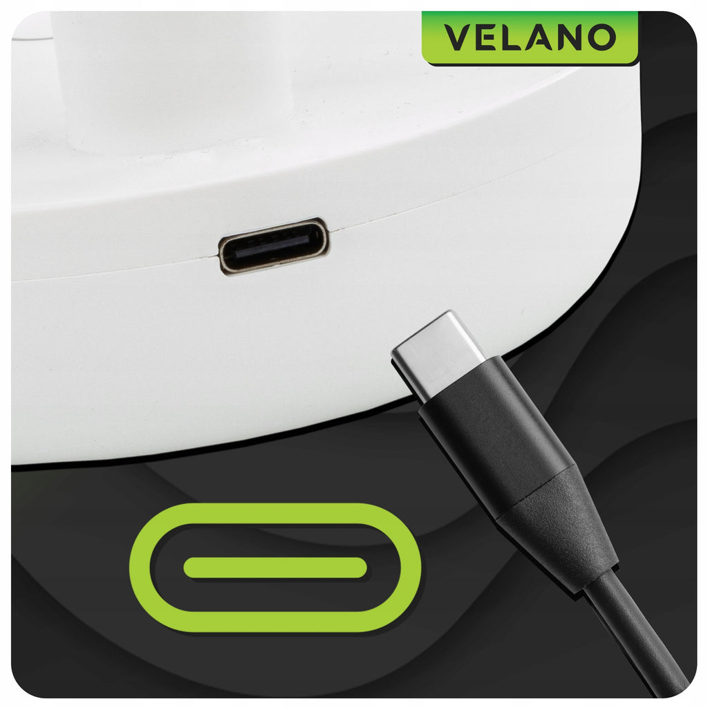 Wentylator biurkowy akumulatorowy VELWEBS0012 1200 mAh USB-C 3 prędkości regulacja kąta biały