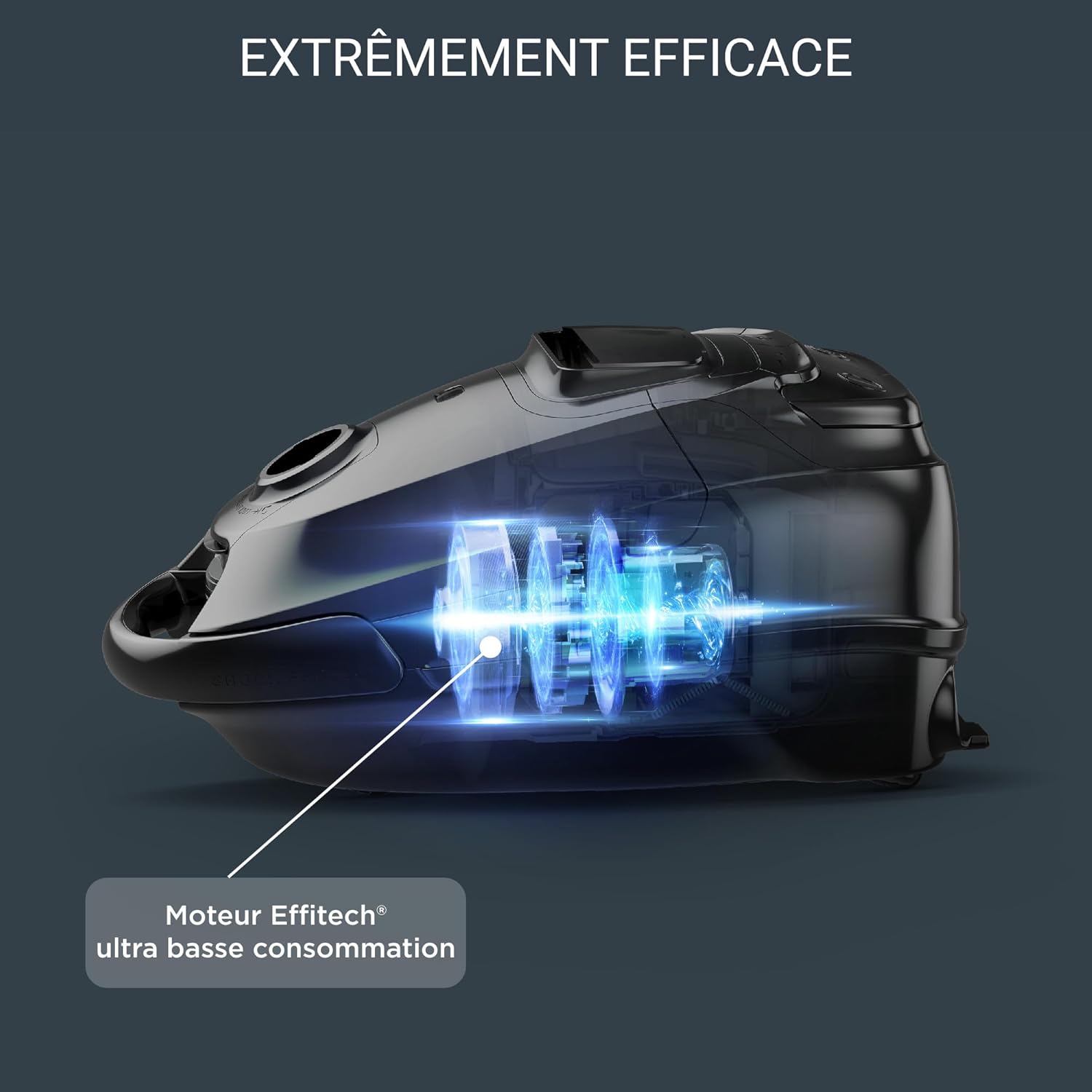 Aspirateur avec sac Silence Force Effitech RO7451EA 400 W 4,5 L filtre HEPA 57 dB rayon 12 m bleu