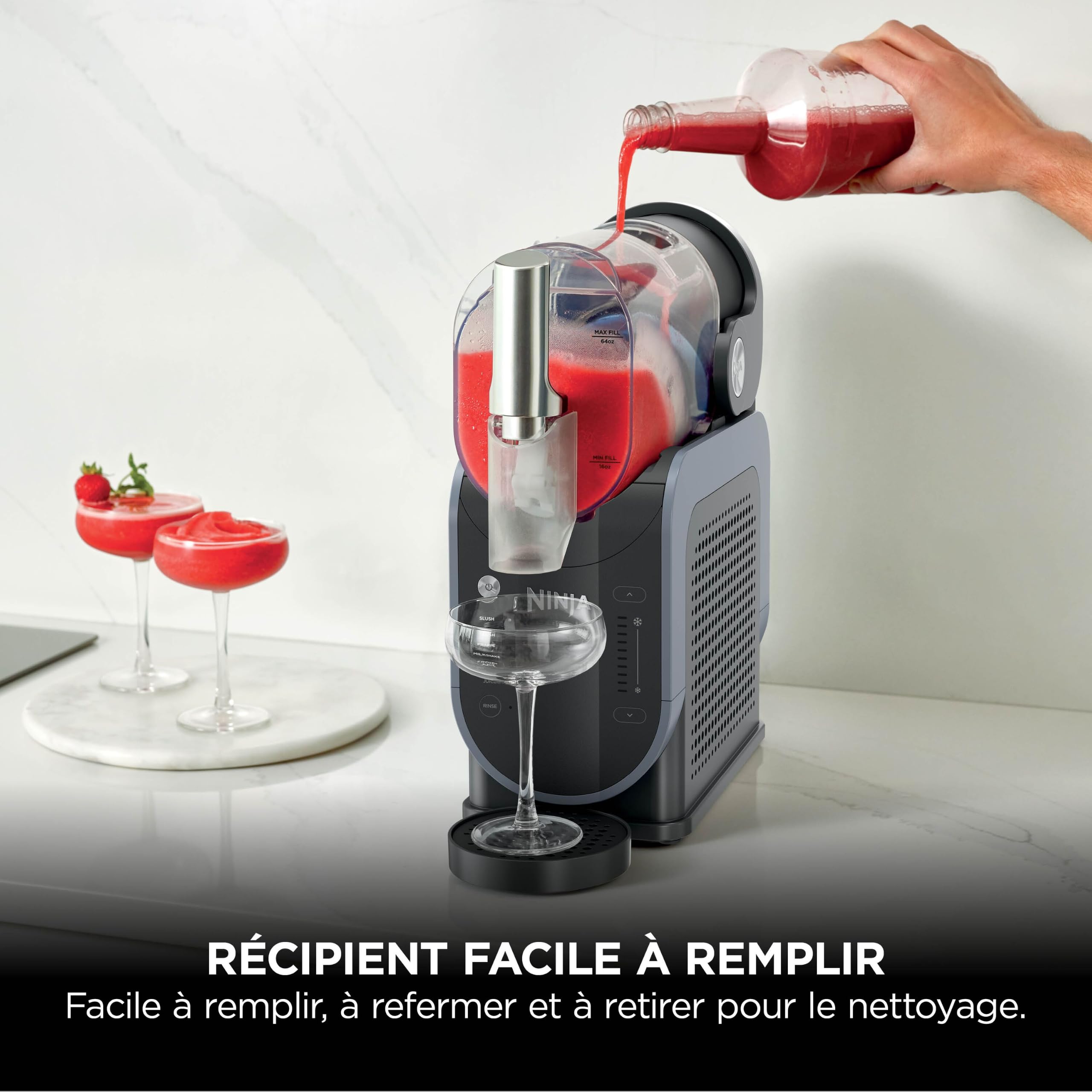 Machine à boissons glacées FS301EU capacité 1,9 L avec 5 programmes pour granités cocktails frappés milkshakes et jus glacés