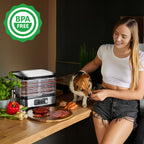 Suszarka elektryczna do grzybów i owoców 450W INOX 6 sit z timerem i 9 akcesoriami do domu