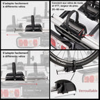 Porte-vélos attelage voiture 2 vélos charge 60 kg pliable avec feu arrière support plaque d'immatriculation noir