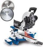 Scie à onglets radiale HM254 2000 W lame 255 mm coupe 340 x 90 mm laser 2 lames incluses