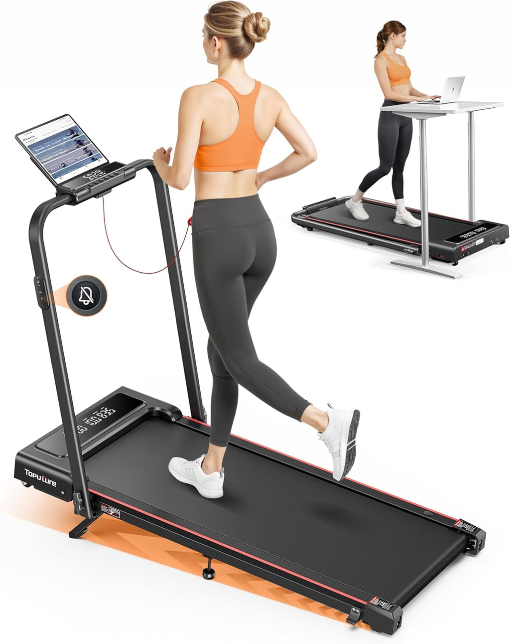 Tapis de course pliable TP4 inclinaison 9 pour cent vitesse 12 km h moteur 2,5 CV charge 130 kg double écran LED