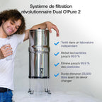 Système de filtration d’eau par gravité Earth WEEP850 8,5 L inox AISI 304 2 filtres O’Pure 2 robinet niveau d’eau