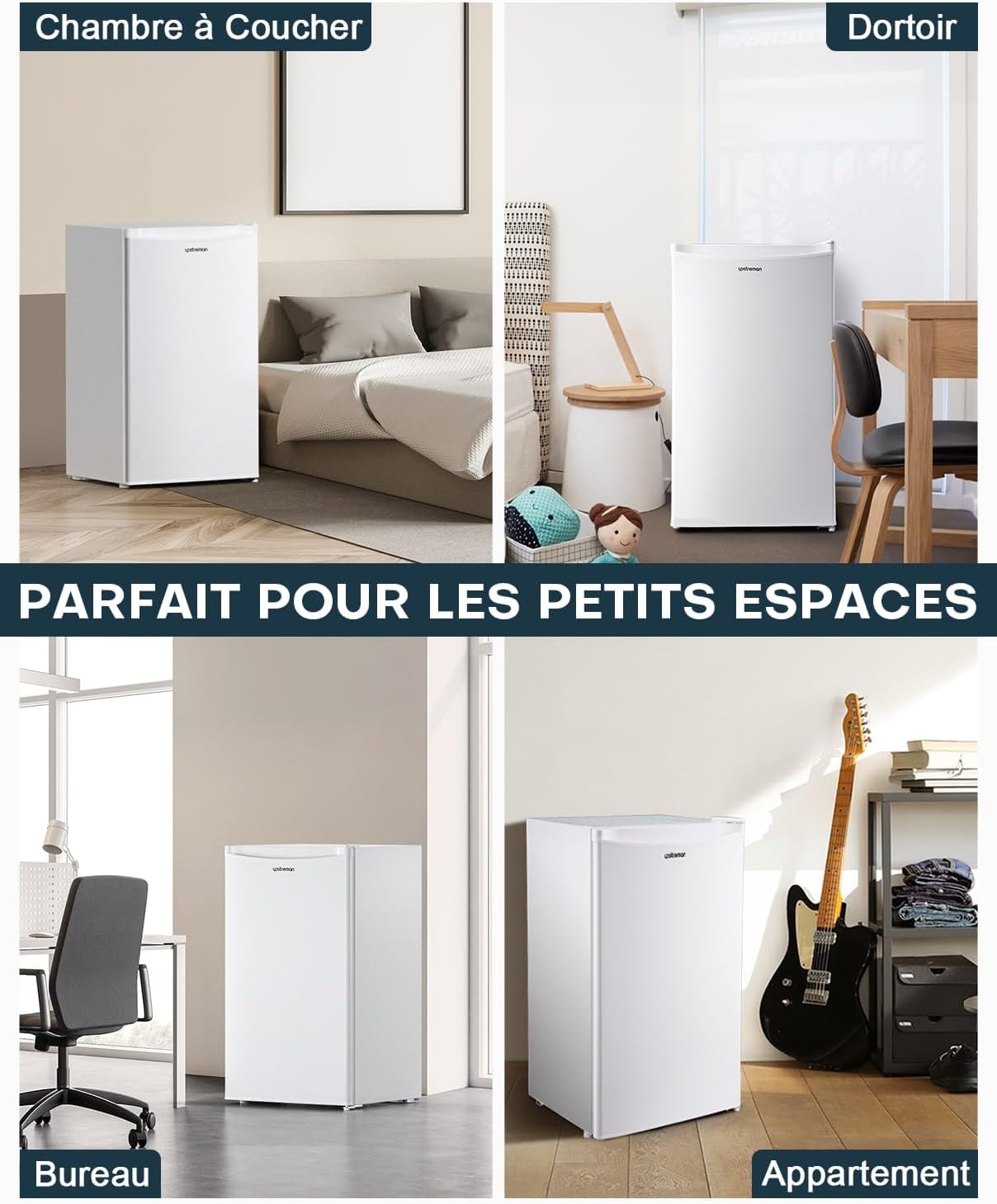 Petit réfrigérateur BR321 91 L avec congélateur 8,5 L thermostat réglable porte réversible blanc