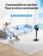 Ventilateur sur pied intelligent PolyFan 513S 25 dB 8 vitesses 6 modes oscillation 120 et 105 degrés WiFi télécommande noir
