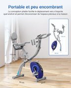 Vélo d’appartement pliable 4 en 1 MERACH résistance magnétique 16 niveaux écran LCD pouls app selle confortable bleu