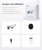 Casque conduction osseuse OpenRun Pro 2 Bluetooth 5.3 oreille ouverte IP55 autonomie 12 h charge rapide USB-C noir