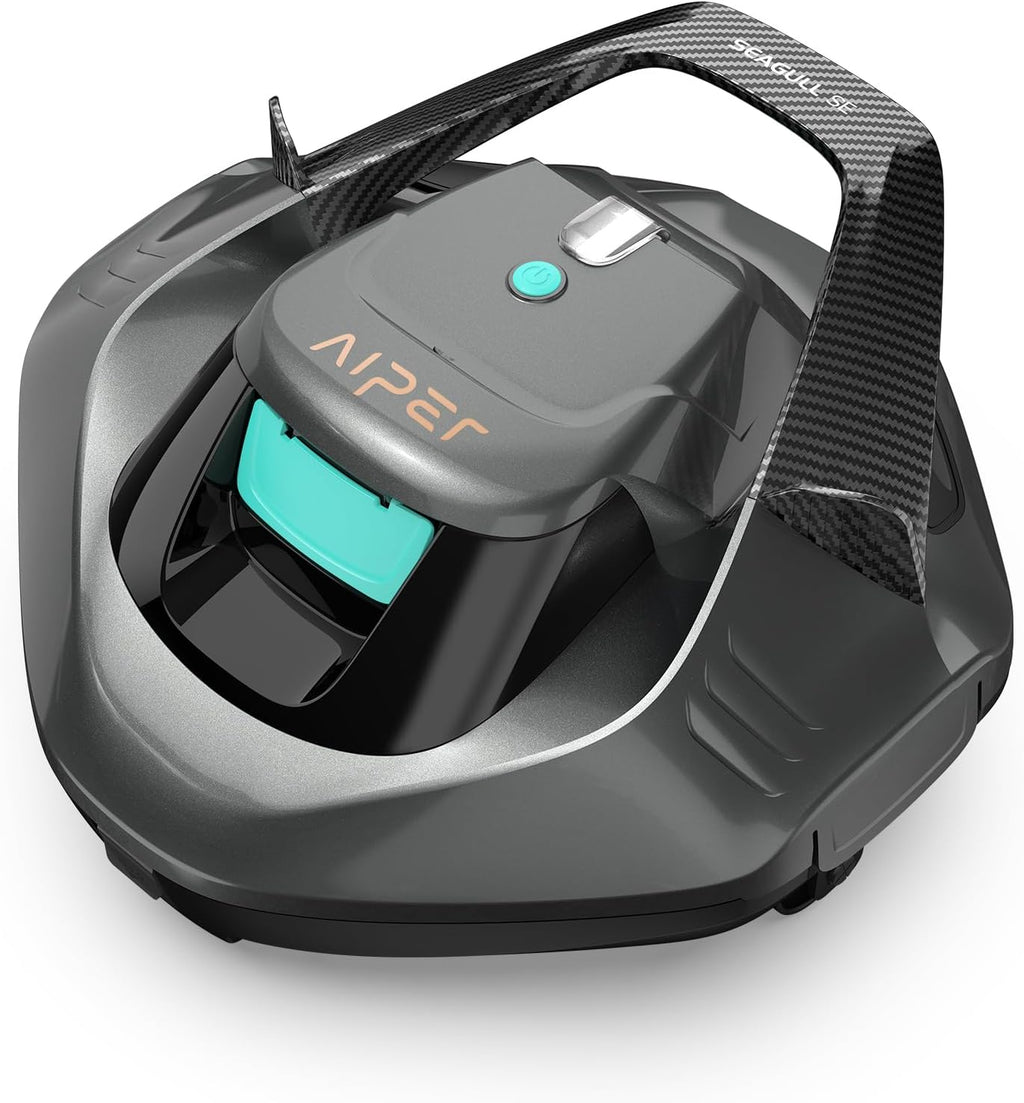 Robot piscine sans fil Seagull SE autonomie 90 min double moteur pour piscines jusqu’à 80 m² charge 2,5 h gris foncé
