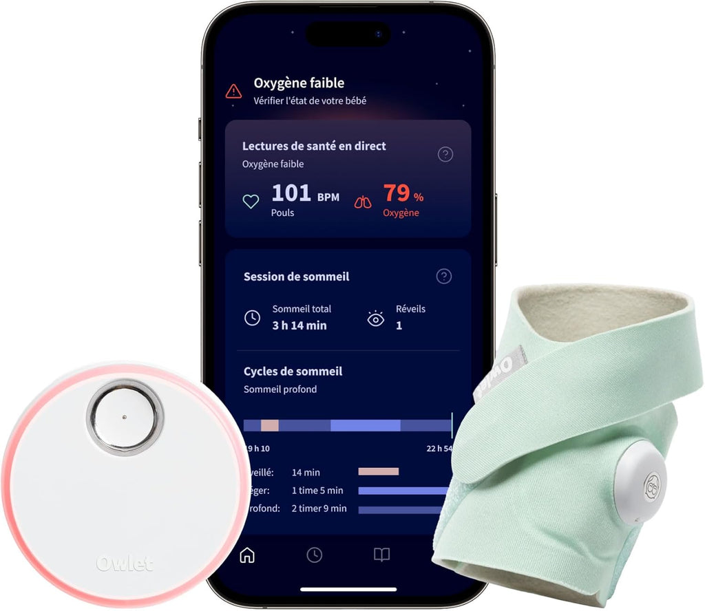 Moniteur bébé intelligent Dream Sock suivi pouls oxygène temps réel capteur optique Bluetooth WiFi autonomie 16 h mint