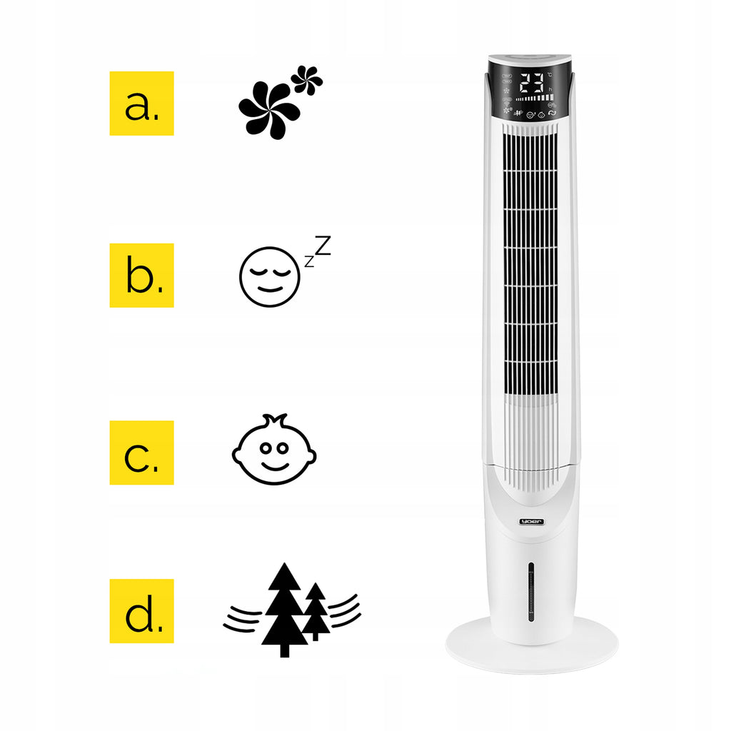 Przenośny klimator wodny wentylator kolumnowy cichy 33dB z funkcją jonizacji i aromaterapii 6w1