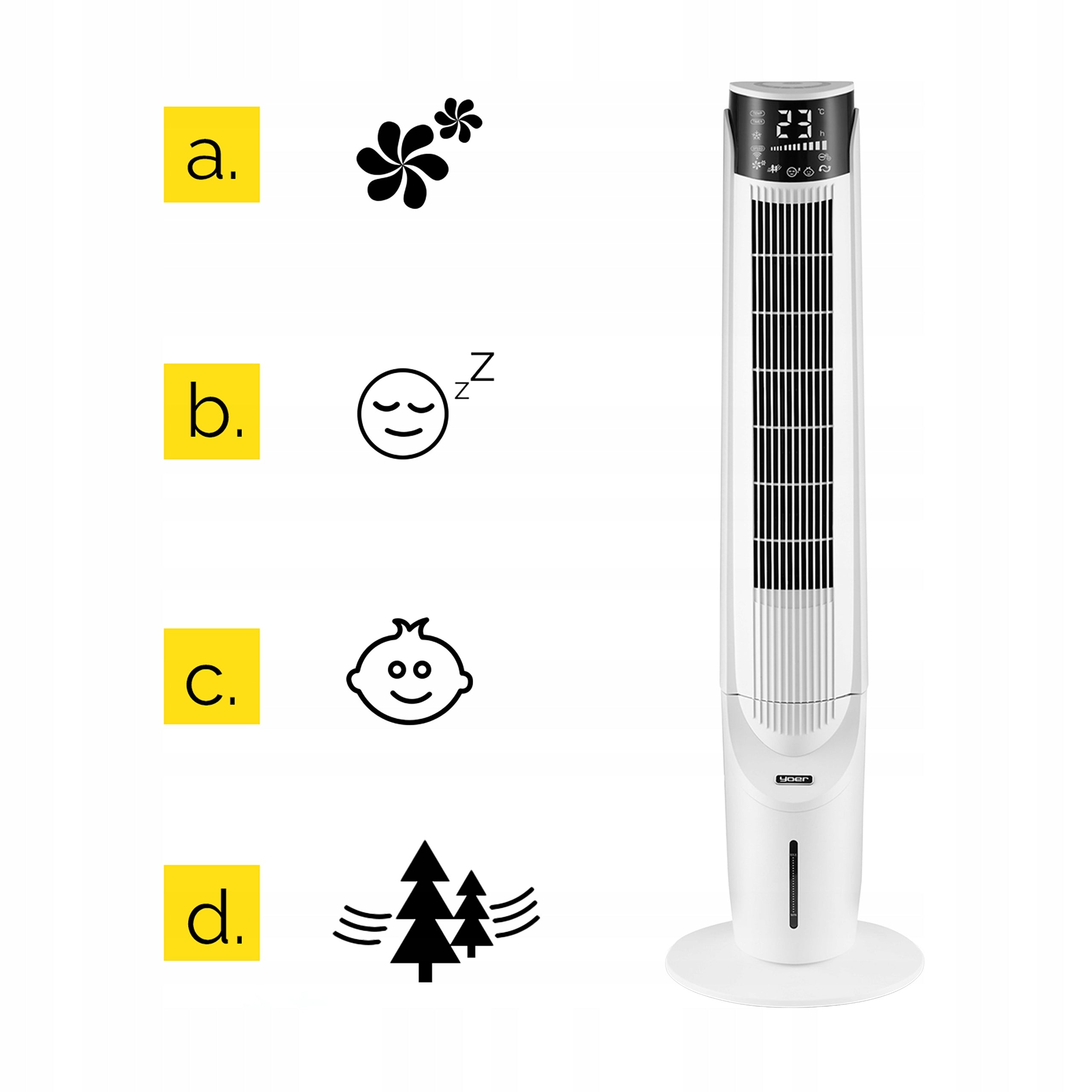 Przenośny klimator wodny wentylator kolumnowy cichy 33dB z funkcją jonizacji i aromaterapii 6w1