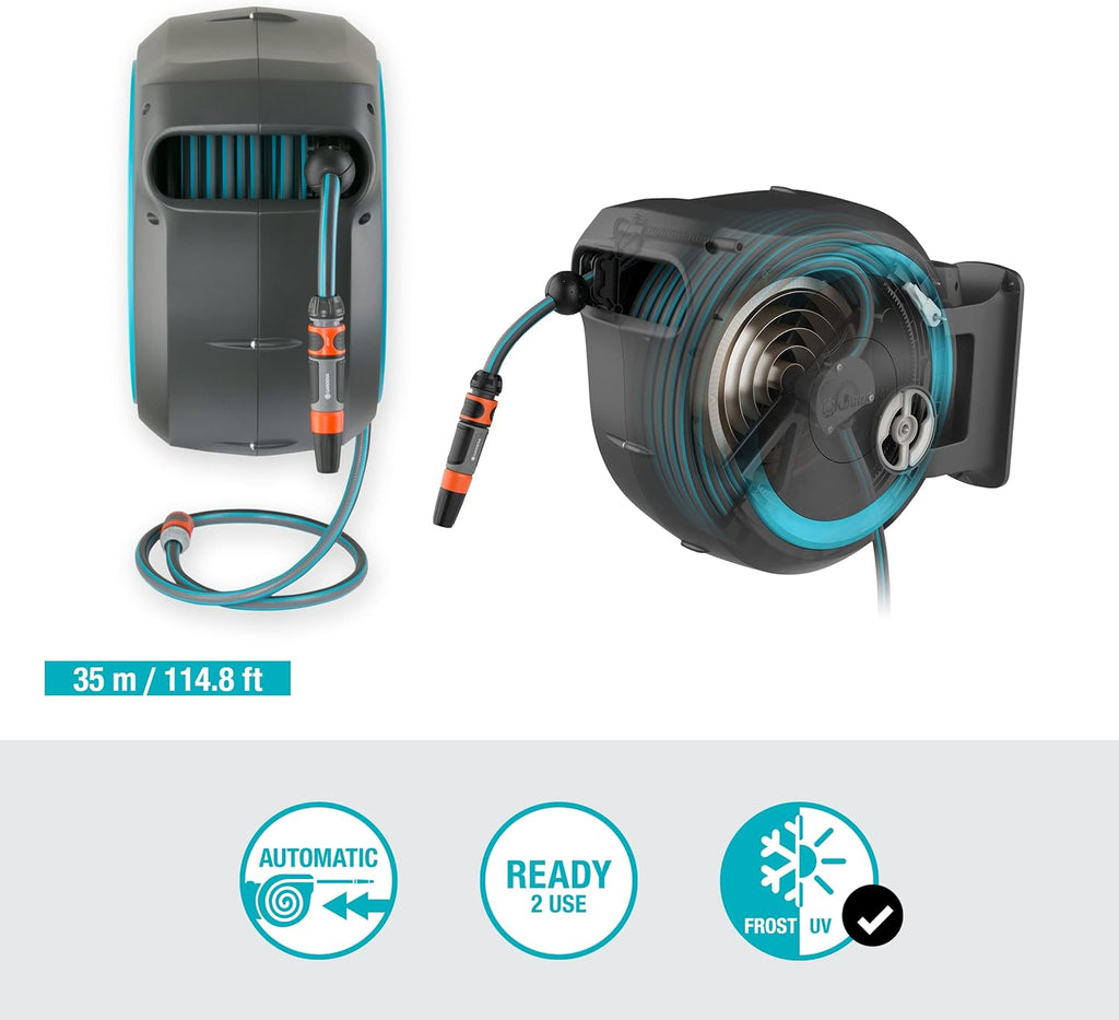 RollUp XL Dévidoir Mural Automatique 35 m Ø13 mm Avec Support Orientable et Accessoires