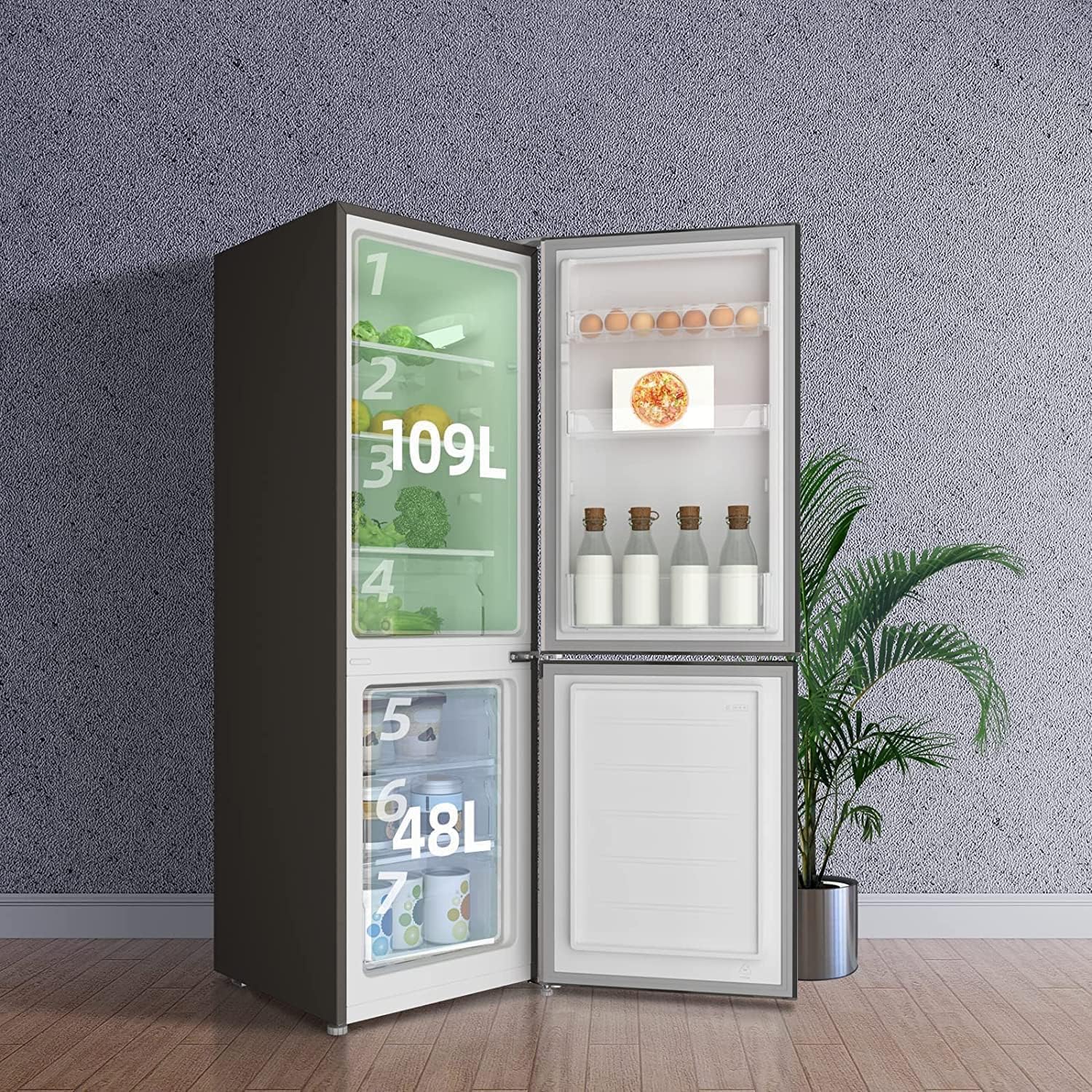 Réfrigérateur congélateur bas FBM157L42 157 L 109 + 48 L largeur 47,4 cm Low Frost 39 dB portes réversibles noir