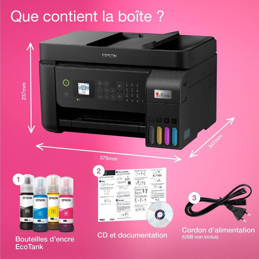 Imprimante multifonction A4 Wi-Fi EcoTank ET-4800 jet d’encre couleur avec réservoirs d’encre et chargeur automatique de documents