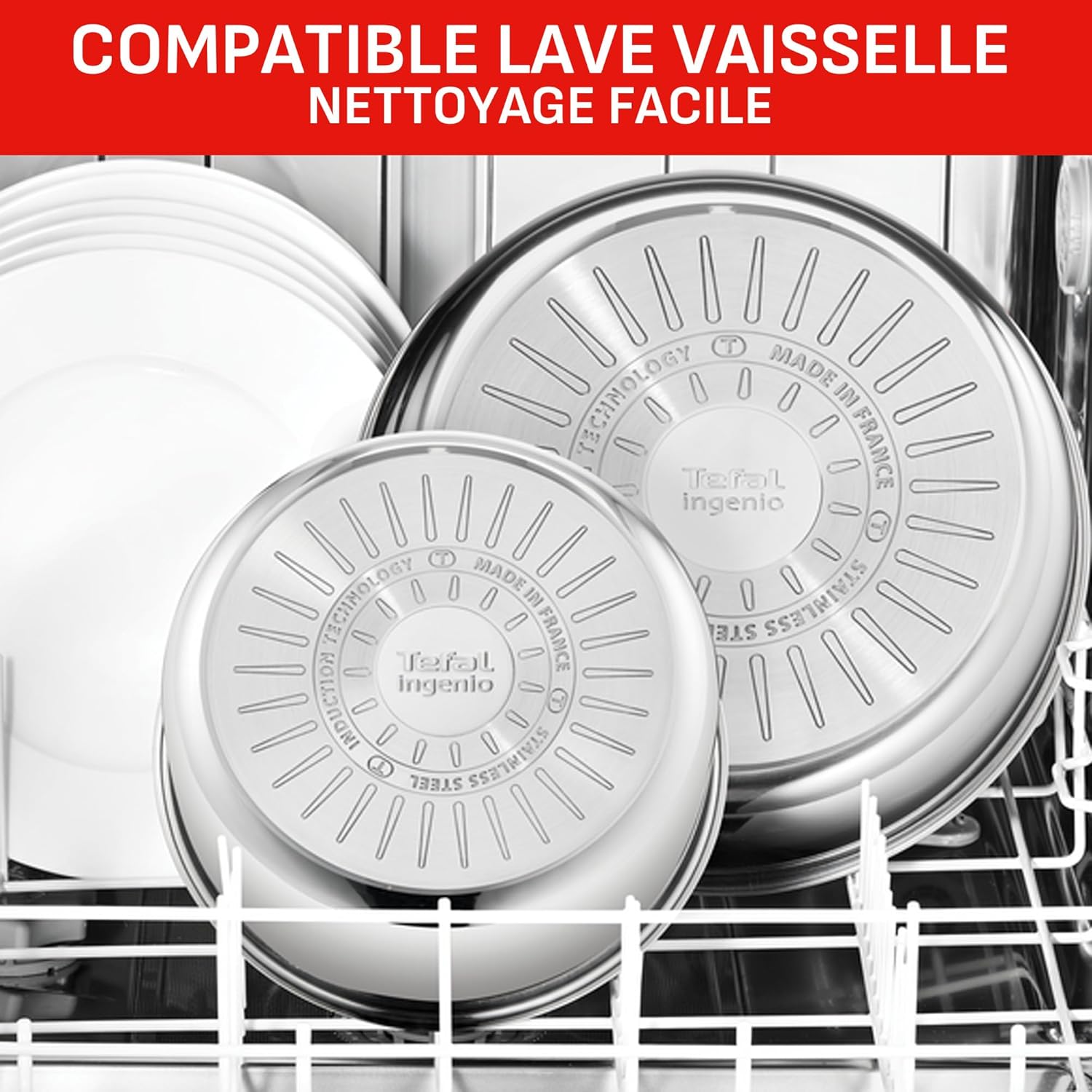 Batterie de cuisine Ingenio Emotion 20 pièces induction antiadhésive empilable 2 poignées amovibles inox L897SK04