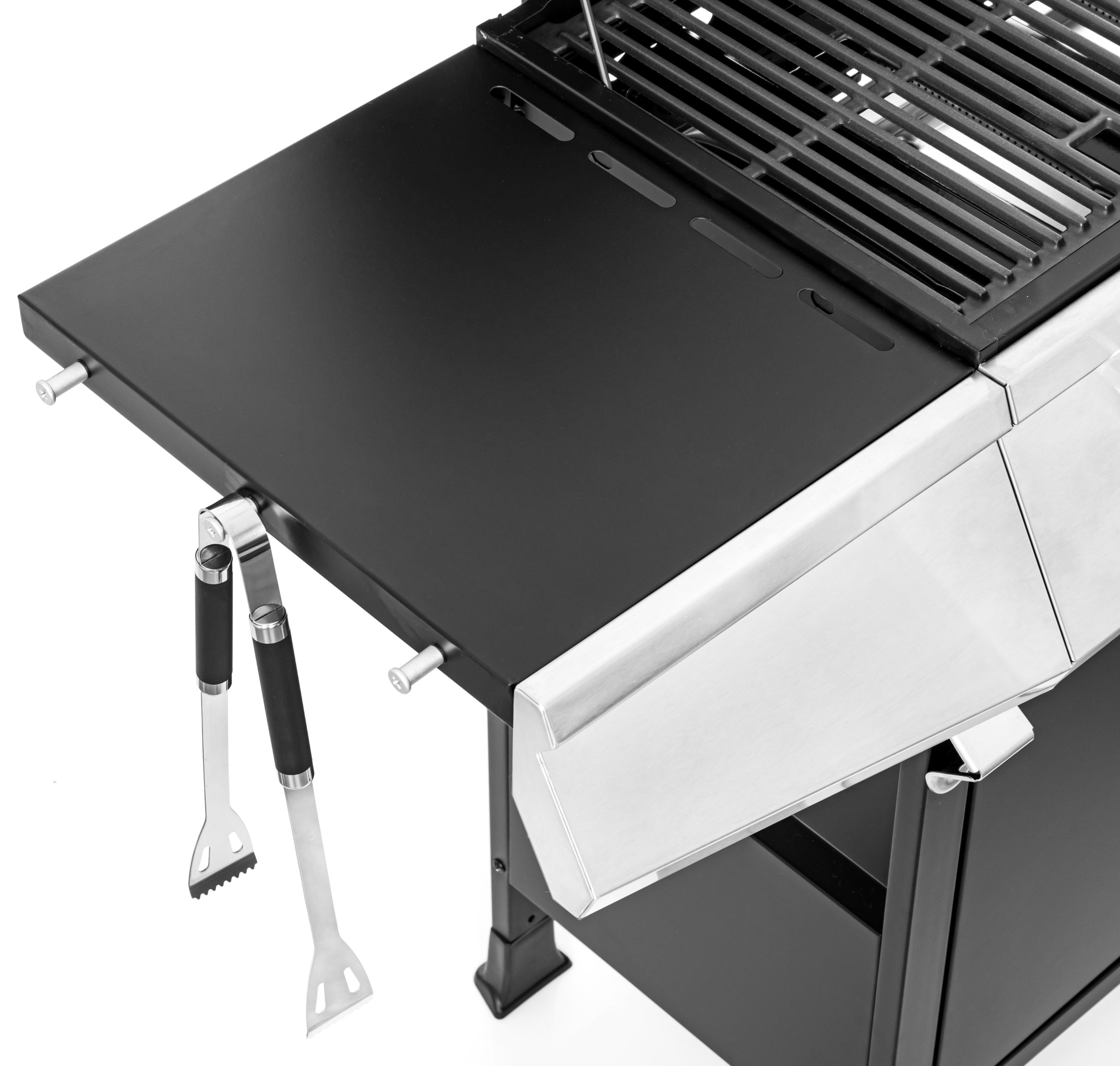Grill gazowy ogrodowy Texas 3+1 z żeliwnym rusztem pokrowcem termometrem i palnikiem bocznym do grillowania
