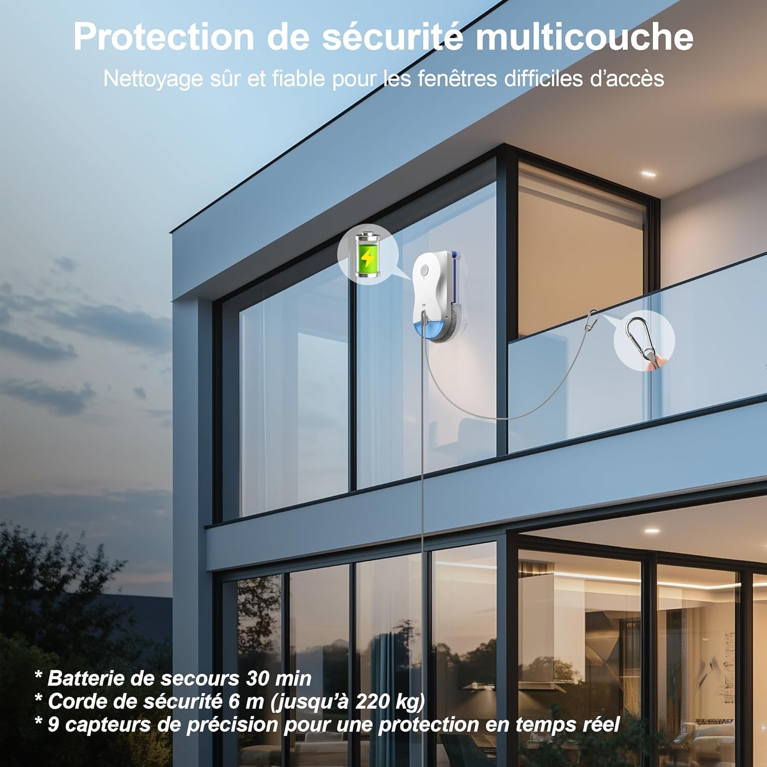 Robot laveur de vitres R10 7000 Pa nettoyage humide sec double spray HydroJet navigation NAVI 7.0