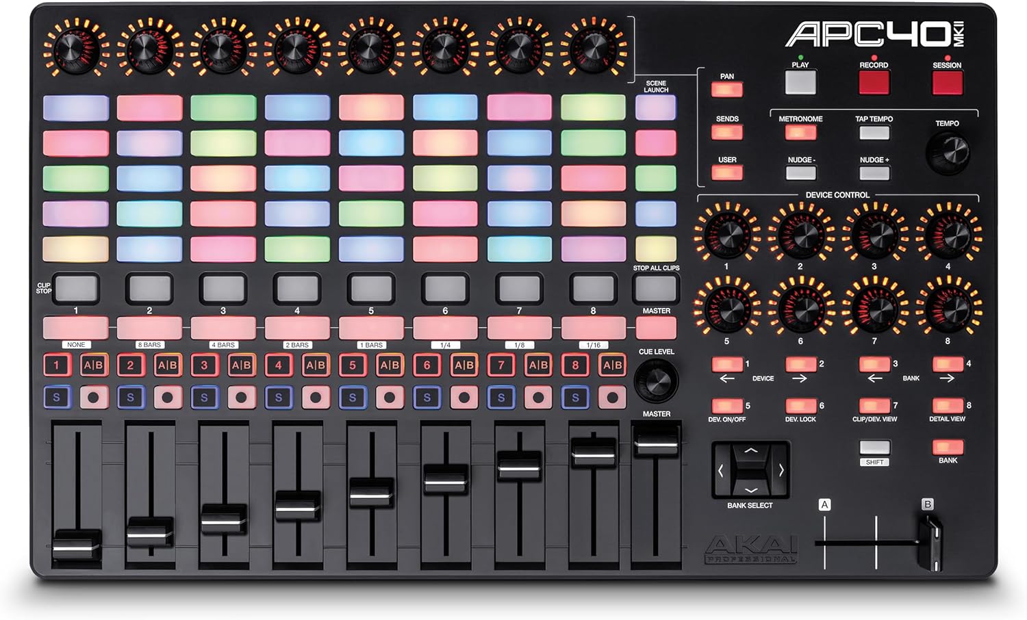 Contrôleur MIDI USB APC40 MKII 40 pads RGB avec 9 faders 8 boutons Ableton Live pour production musicale 1,8 kg