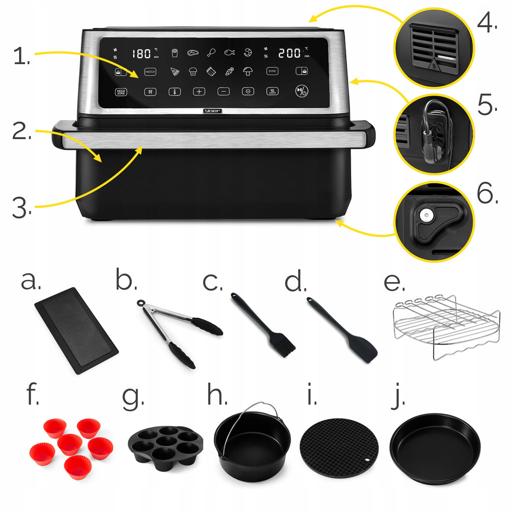 Frytkownica beztłuszczowa 11L 2800W 12 programów 23 elementy cyfrowy panel sterowania duża pojemność