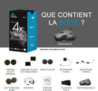 Intercom moto FREECOM 4X Bluetooth 1 unité 40 mm portée 1,2 km étanche commande vocale autonomie 13 h noir