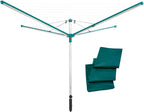 Séchoir parapluie Linomatic 600 Deluxe Cover 60 m étendoir rotatif aluminium Easy-Lift douille fixation housse gris vert
