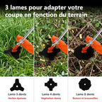 Débroussailleuse thermique 52 cm³ 3 CV avec tête fil renforcée Tap Go lames et harnais inclus