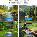 Système de filtration d’eau par gravité Earth WEEP850 8,5 L inox AISI 304 2 filtres O’Pure 2 robinet niveau d’eau