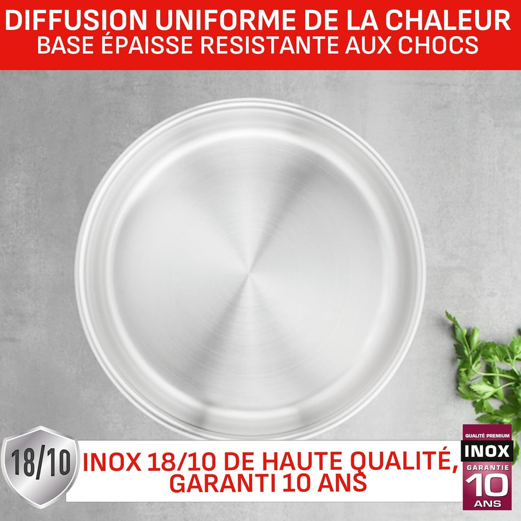 Batterie de cuisine Ingenio Emotion 20 pièces induction antiadhésive empilable 2 poignées amovibles inox L897SK04