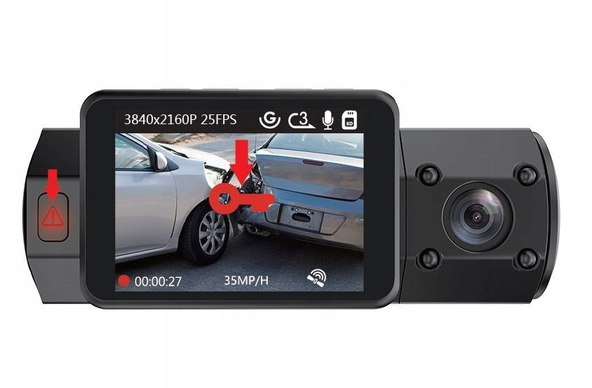 Wideorejestrator samochodowy N2S QHD 1440P GPS kamera przednia i wewnętrzna Sony IMX335 tryb nocny