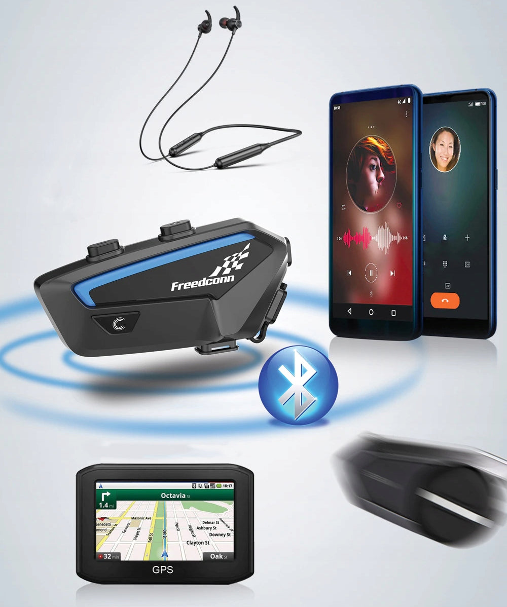 Motocyklowy interkom Bluetooth FX V2 EU zestaw komunikacyjny konferencja 10 osób zasięg 2000 m mikrofony