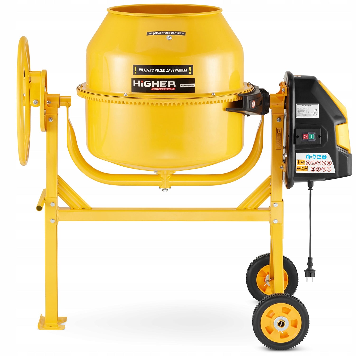 Betoniarka budowlana mieszarka 120L 650W 230V żeliwny wieniec wydajna do betonu profesjonalna