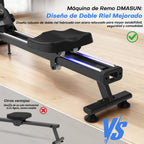 Rameur magnétique d’appartement DMASUN 16 niveaux double rail écran LED Bluetooth rangement vertical charge 160 kg