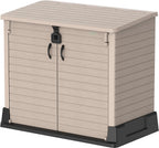 Abri de jardin StoreAway 850 L coffre extérieur plastique verrouillable 130 x 74 x 110 cm cache-poubelles taupe