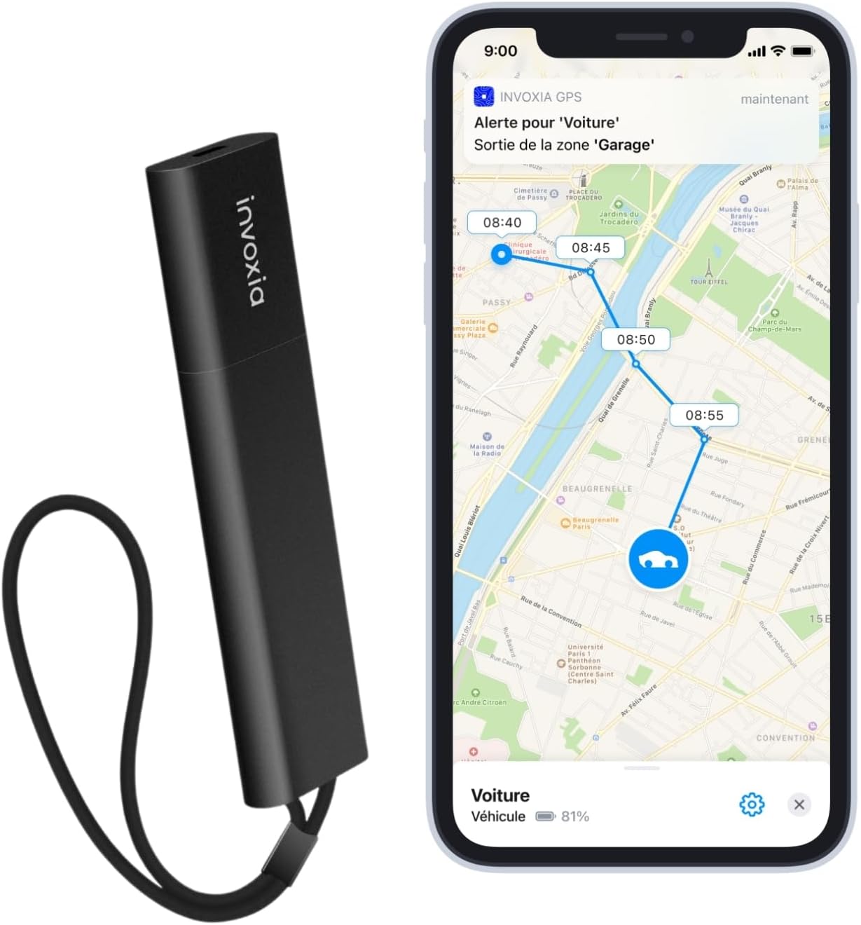 Tracker GPS Pro localisation temps réel 4G LTE-M abonnement 1 an alertes mouvement inclinaison autonomie 6 mois