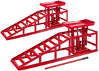 Lot 2 rampes accès avec cric hydraulique 2T pont élévateur auto XXL largeur 257 mm hauteur réglable rouge