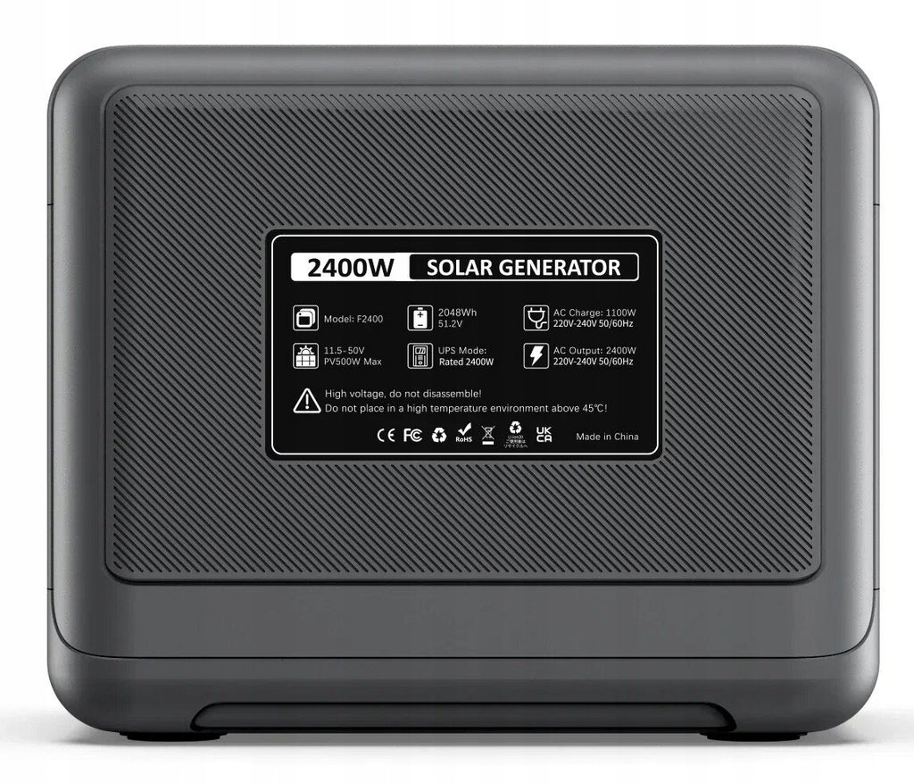 Przenośna stacja zasilania F2400 2048Wh 2400W LiFePO4 z ładowaniem solarnym i portami USB-C