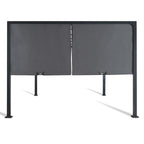 Pergola coulissante 3x4 m double pans structure acier époxy toile polyester grise 160 g/m² belvédère jardin