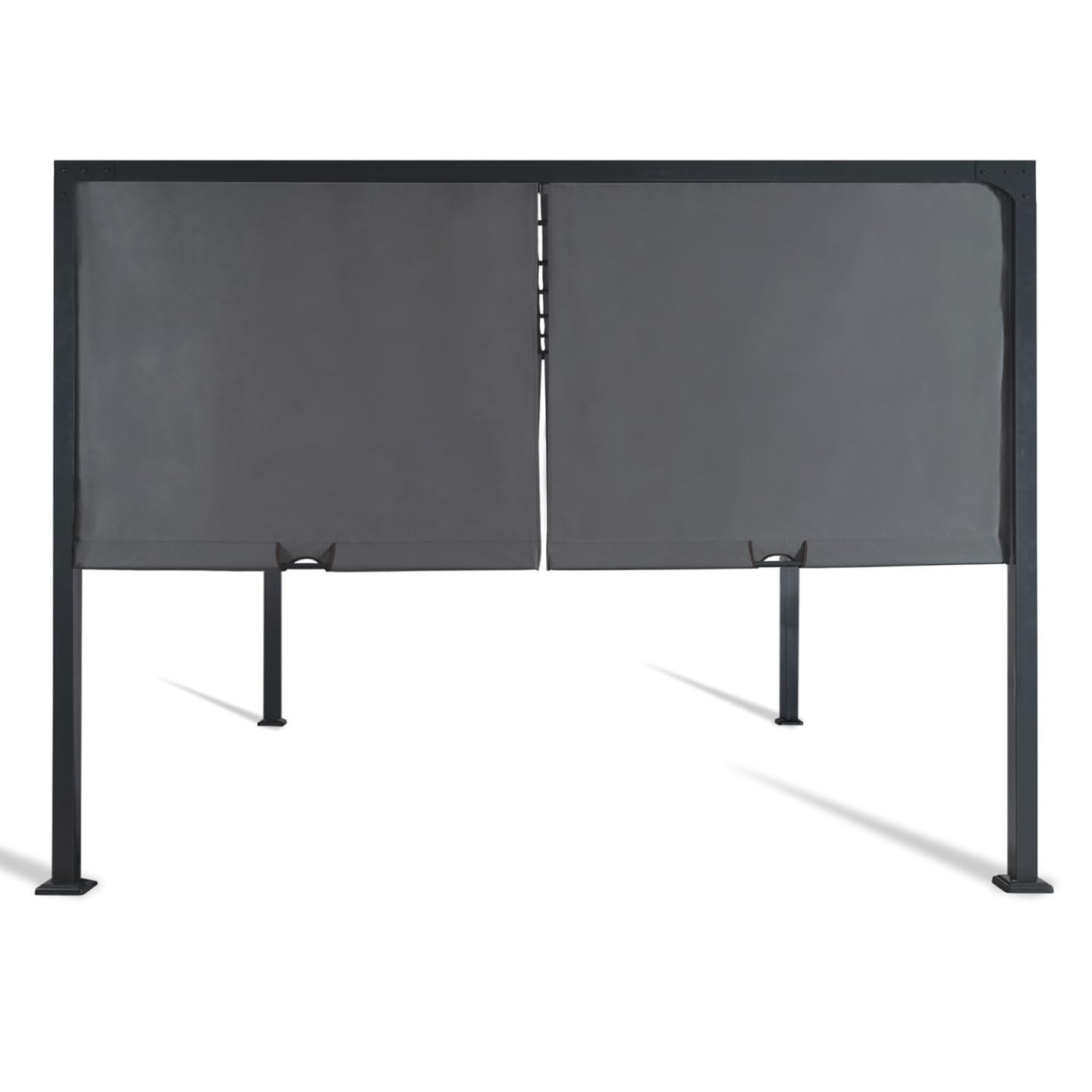 Pergola coulissante 3x4 m double pans structure acier époxy toile polyester grise 160 g/m² belvédère jardin