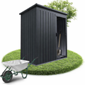 Abri de jardin métallique S 88 x 164 x 182 cm avec cadre de fondation porte coulissante verrouillable gris foncé
