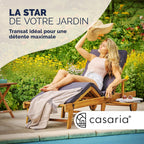 Chaises longues jardin Tami Sun bois acacia pliantes roues type transat bain de soleil