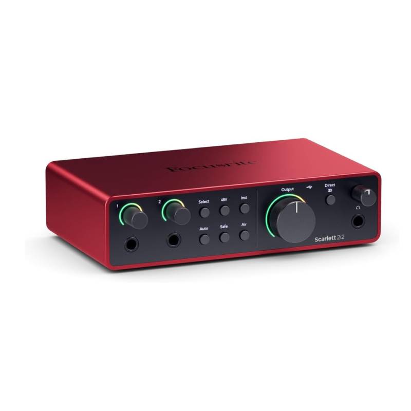 Interface audio USB Scarlett 2i2 4th Gen 2 canaux 192 kHz Auto Gain Clip Safe mode Air logiciels inclus