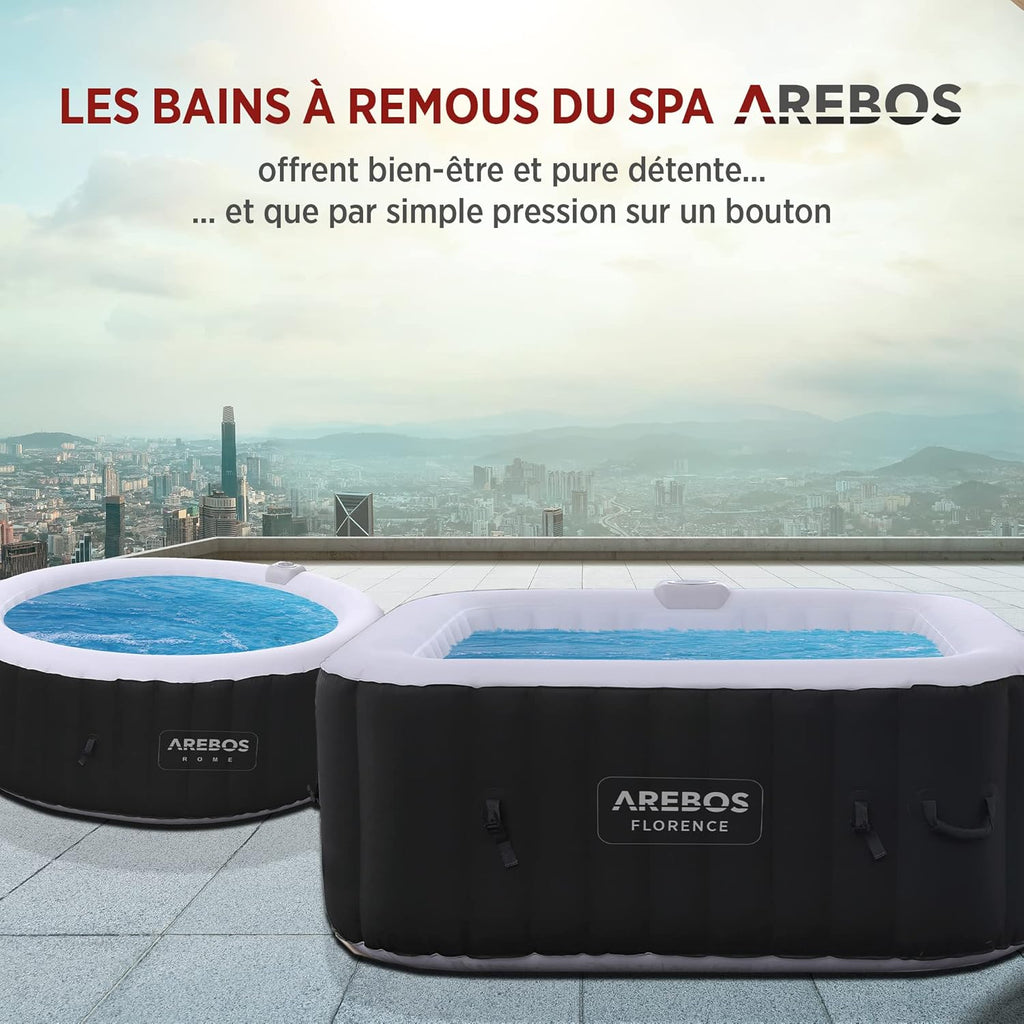 Spa gonflable carré 4 personnes 154 x 154 cm 100 jets chauffage massage 600L intérieur extérieur