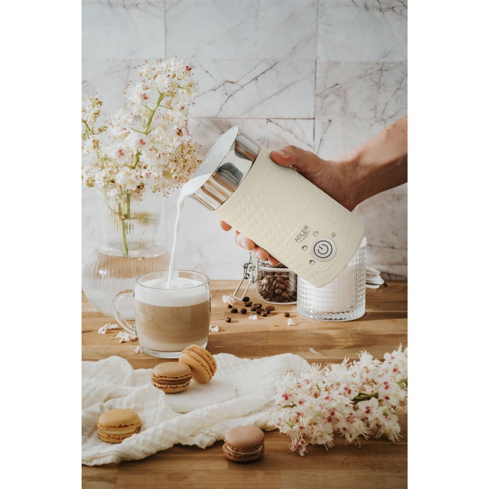 2x Elektryczny Spieniacz Do Mleka Kremowy Ad 4495 Do Kawy Cappuccino Latte Idealny Do Spieniania Mleka