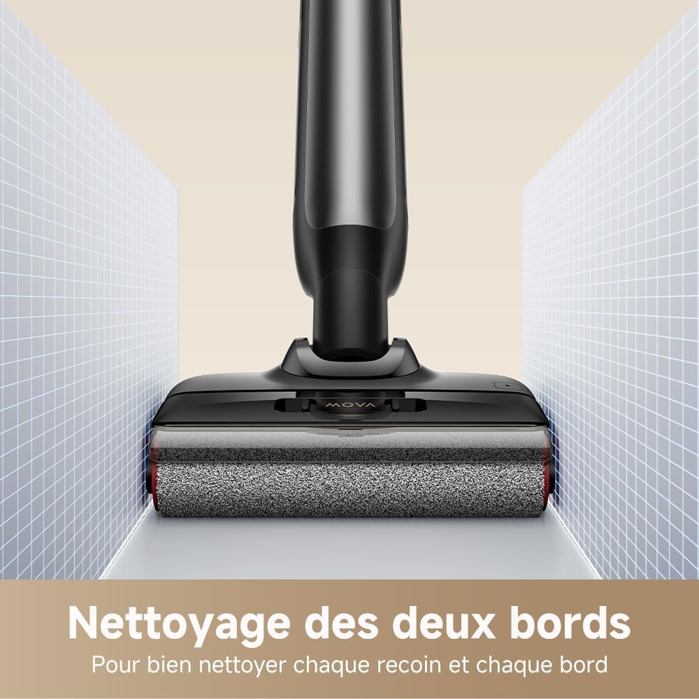 Aspirateur laveur eau et poussière M10 18 kPa portée à plat 180° lavage brosse 75 °C séchage air chaud 5 min