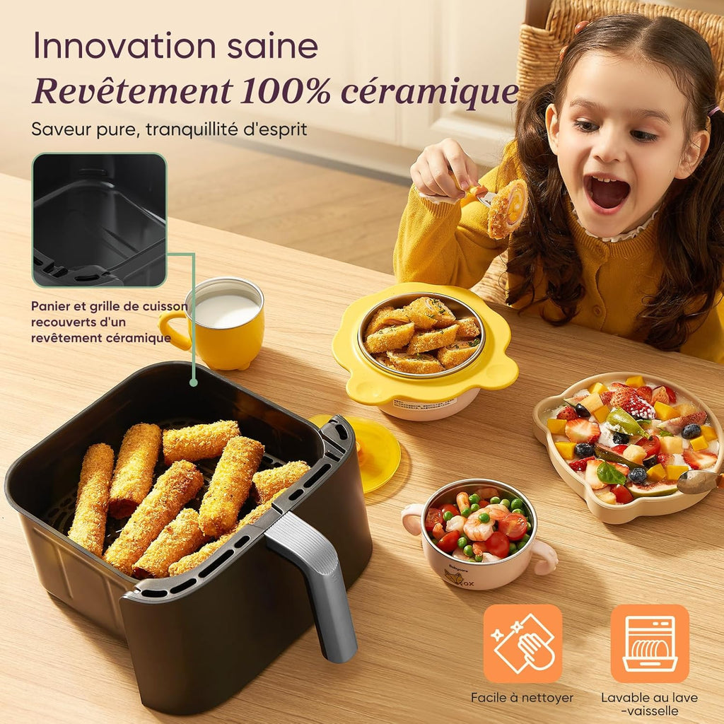 Friteuse sans huile Turbo Tower Pro 10,8 L Double Stack 2630 W 7 fonctions céramique température 30 à 230 °C noir