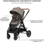 Poussette 3 en 1 ESME travel system siège auto MINK PRO i-Size 40 à 75 cm pliable tout-terrain harnais 5 points beige