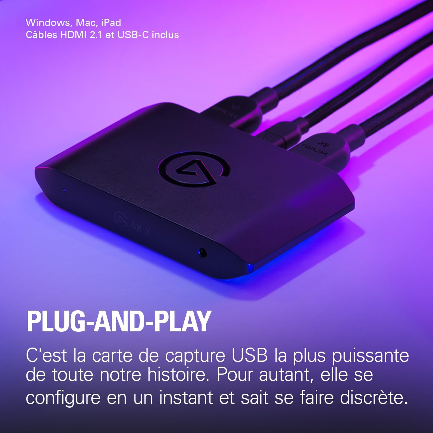 Carte d’acquisition vidéo Game Capture 4K X 4K144 HDMI 2.1 VRR HDR10 USB 3.2 OBS PS5 Xbox Switch PC Mac iPad